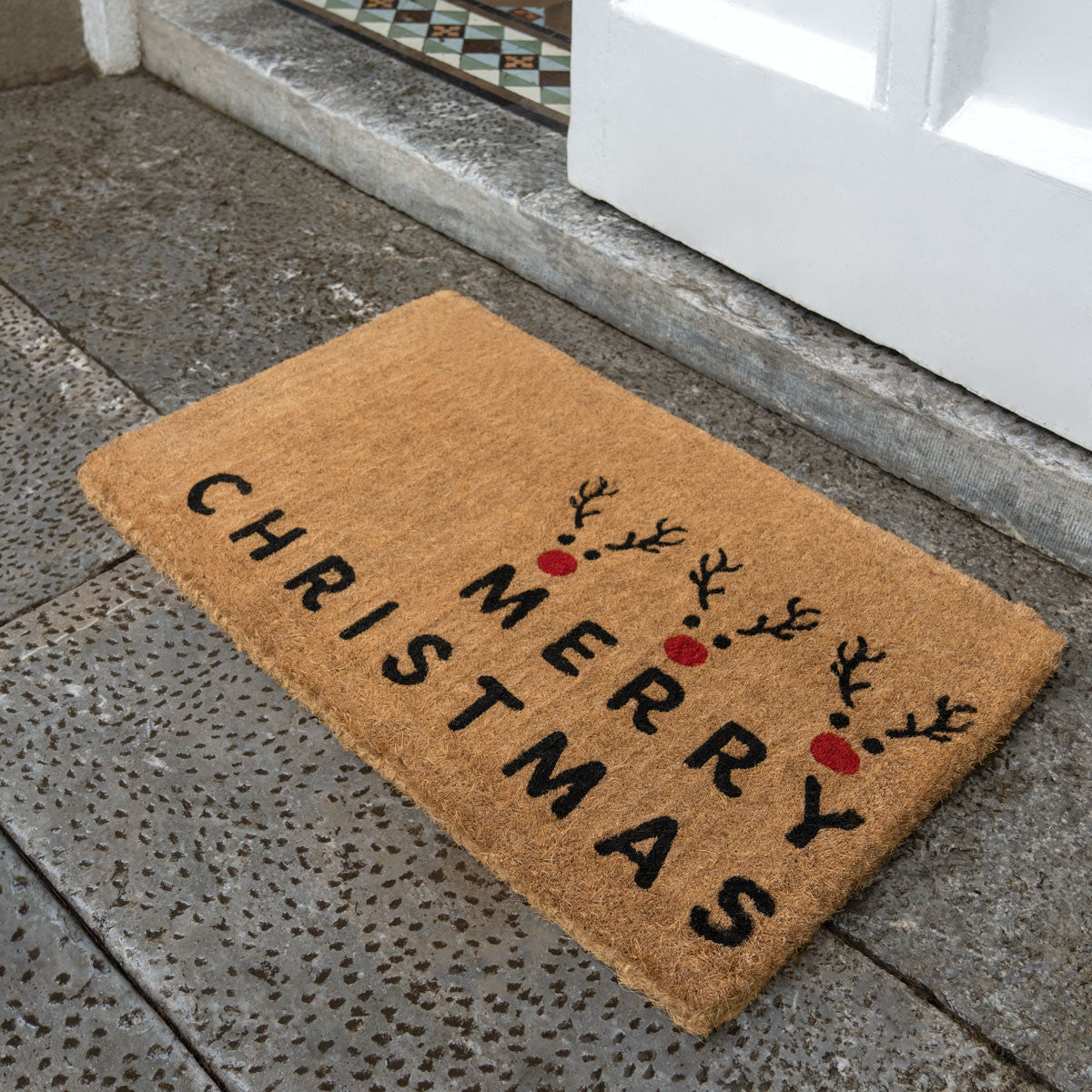 Three Reindeer Christmas Coir Mat