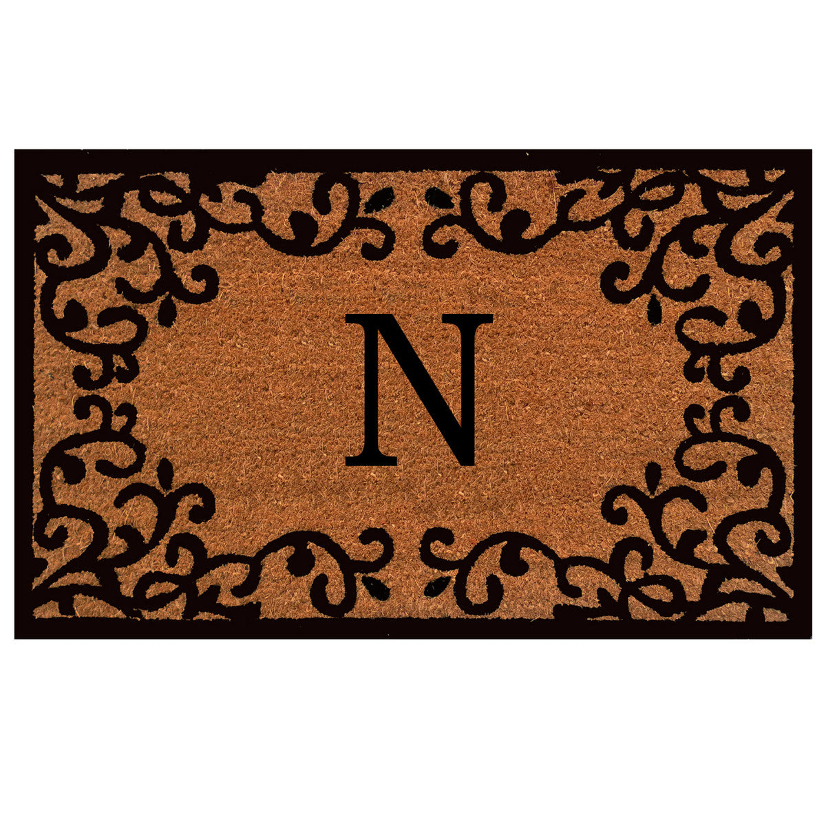 Laurel Monogram Printed Natural Coir Doormat