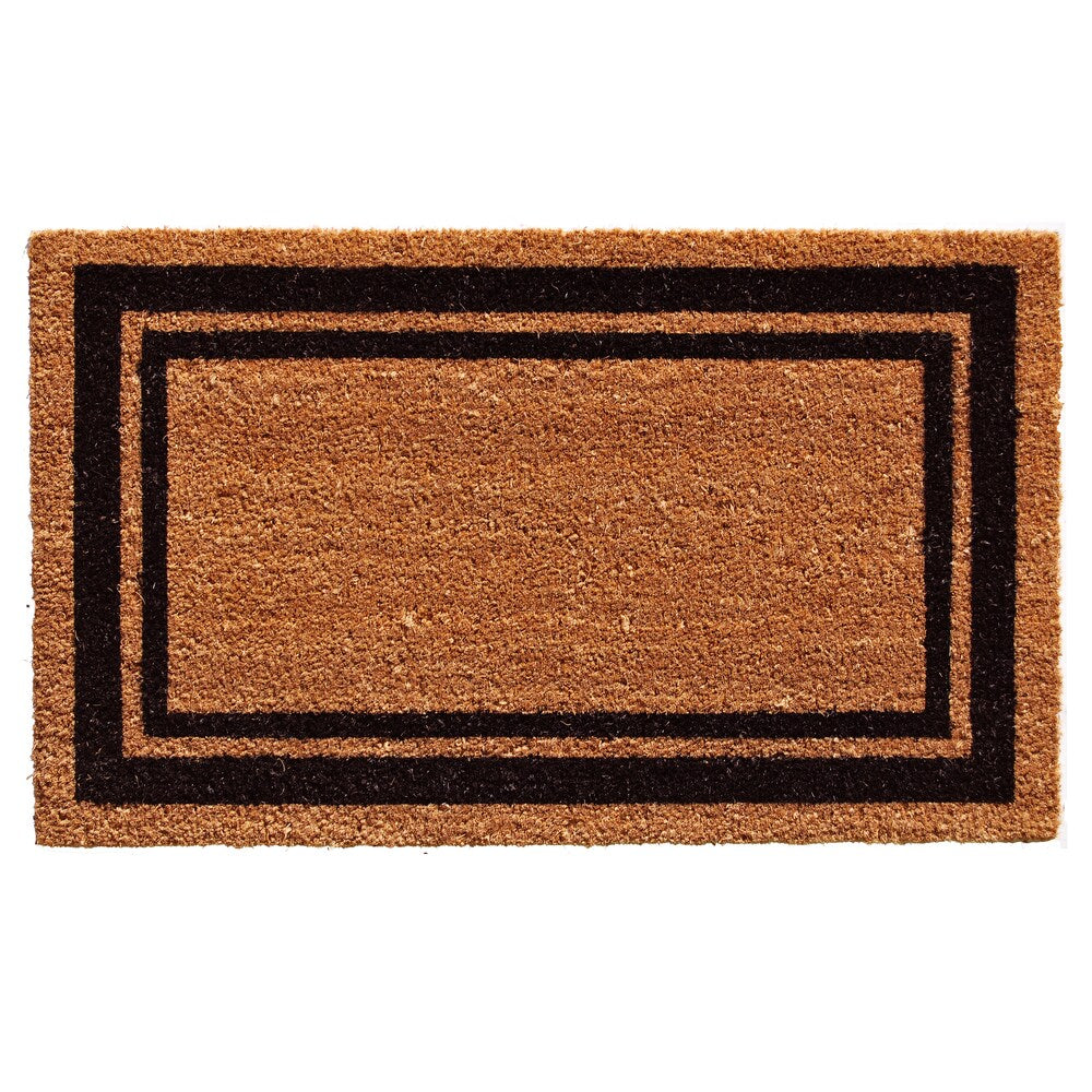 Black Border Coir Monogram Doormat