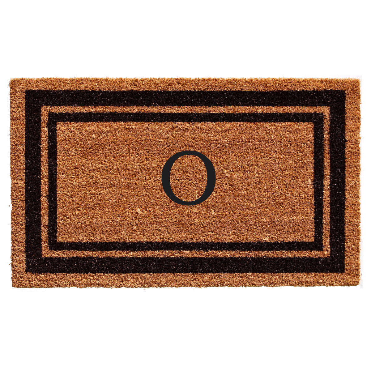 Black Border Coir Monogram Doormat