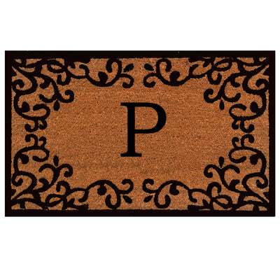 Laurel Monogram Printed Natural Coir Doormat