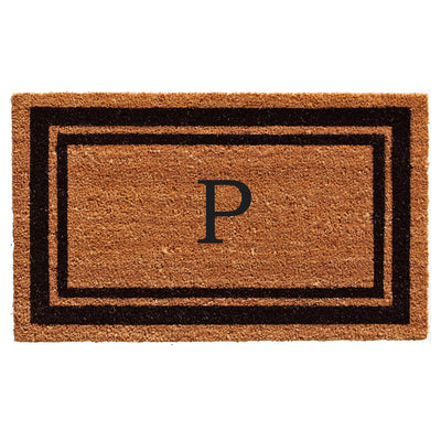 Black Border Coir Monogram Doormat