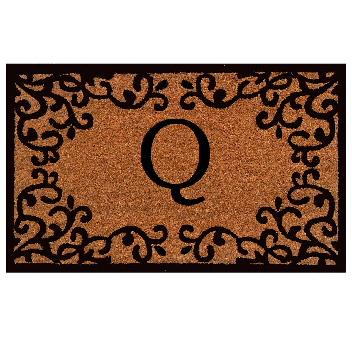 Laurel Monogram Printed Natural Coir Doormat