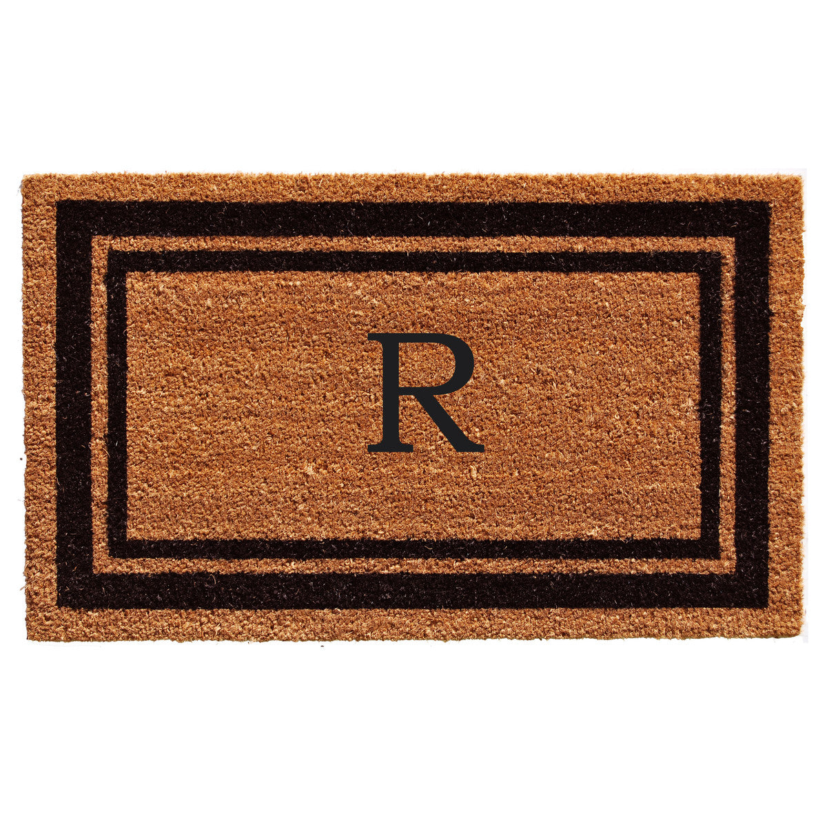 Black Border Coir Monogram Doormat