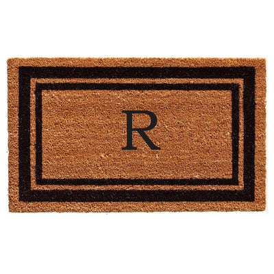 Black Border Coir Monogram Doormat