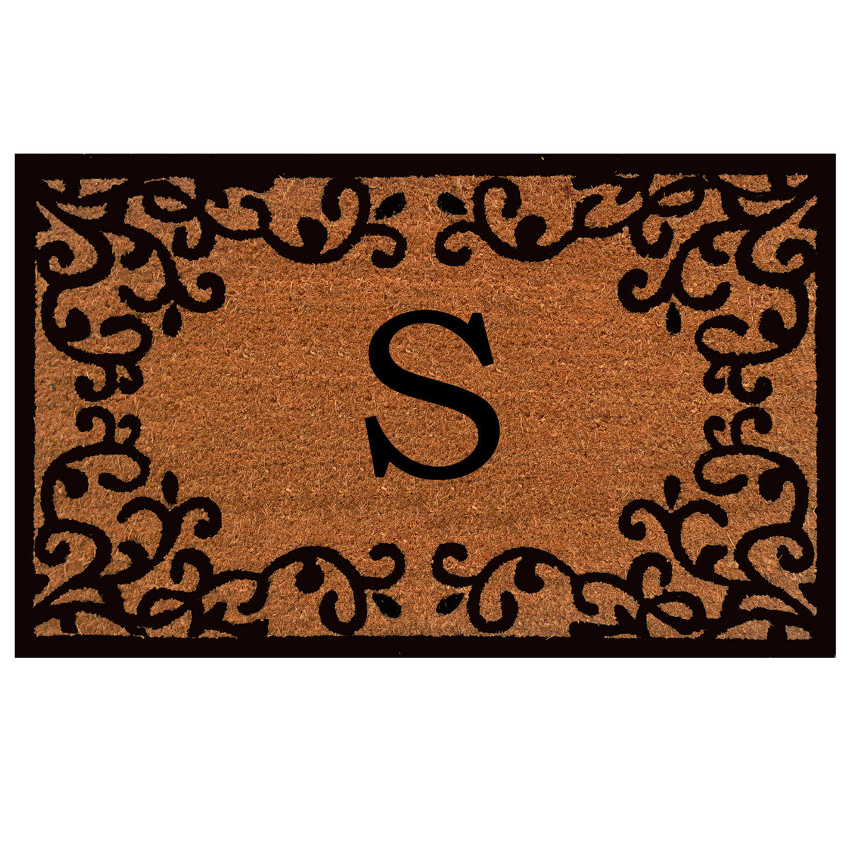 Laurel Monogram Printed Natural Coir Doormat