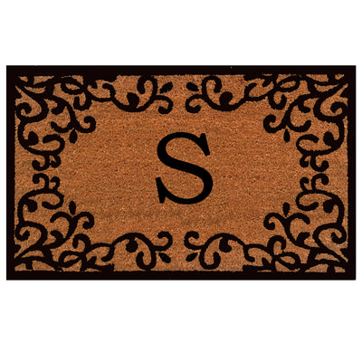 Laurel Monogram Printed Natural Coir Doormat