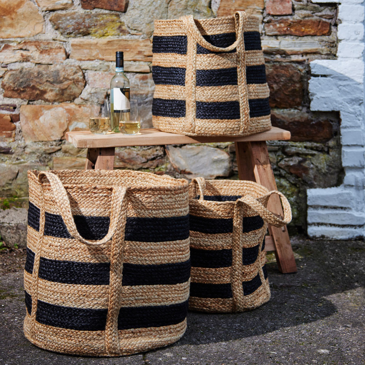 Stripe Jute Basket