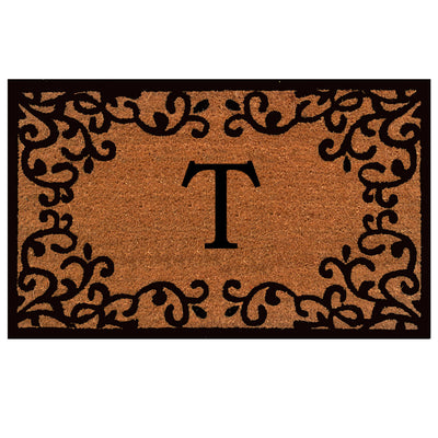 Laurel Monogram Printed Natural Coir Doormat