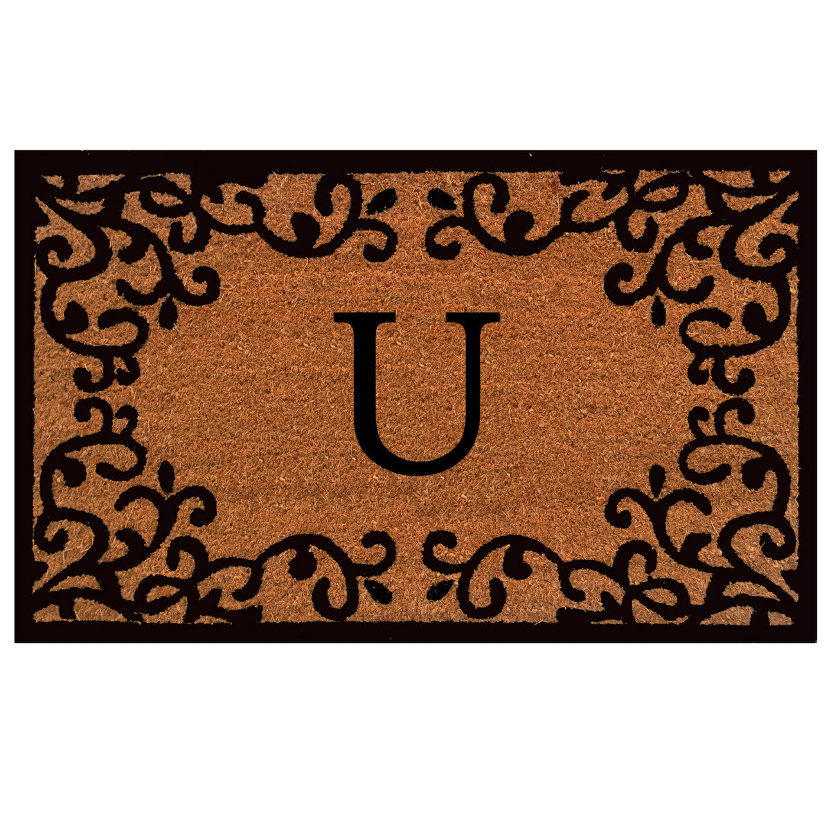 Laurel Monogram Printed Natural Coir Doormat