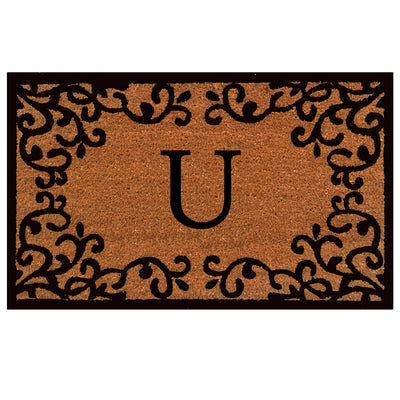 Laurel Monogram Printed Natural Coir Doormat