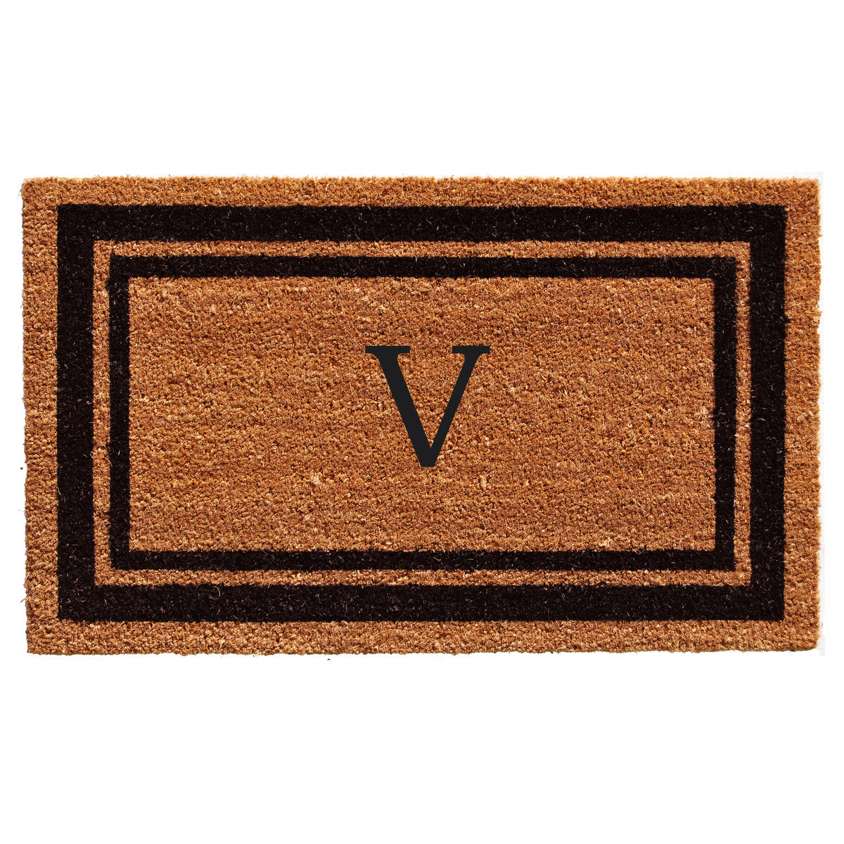 Black Border Coir Monogram Doormat