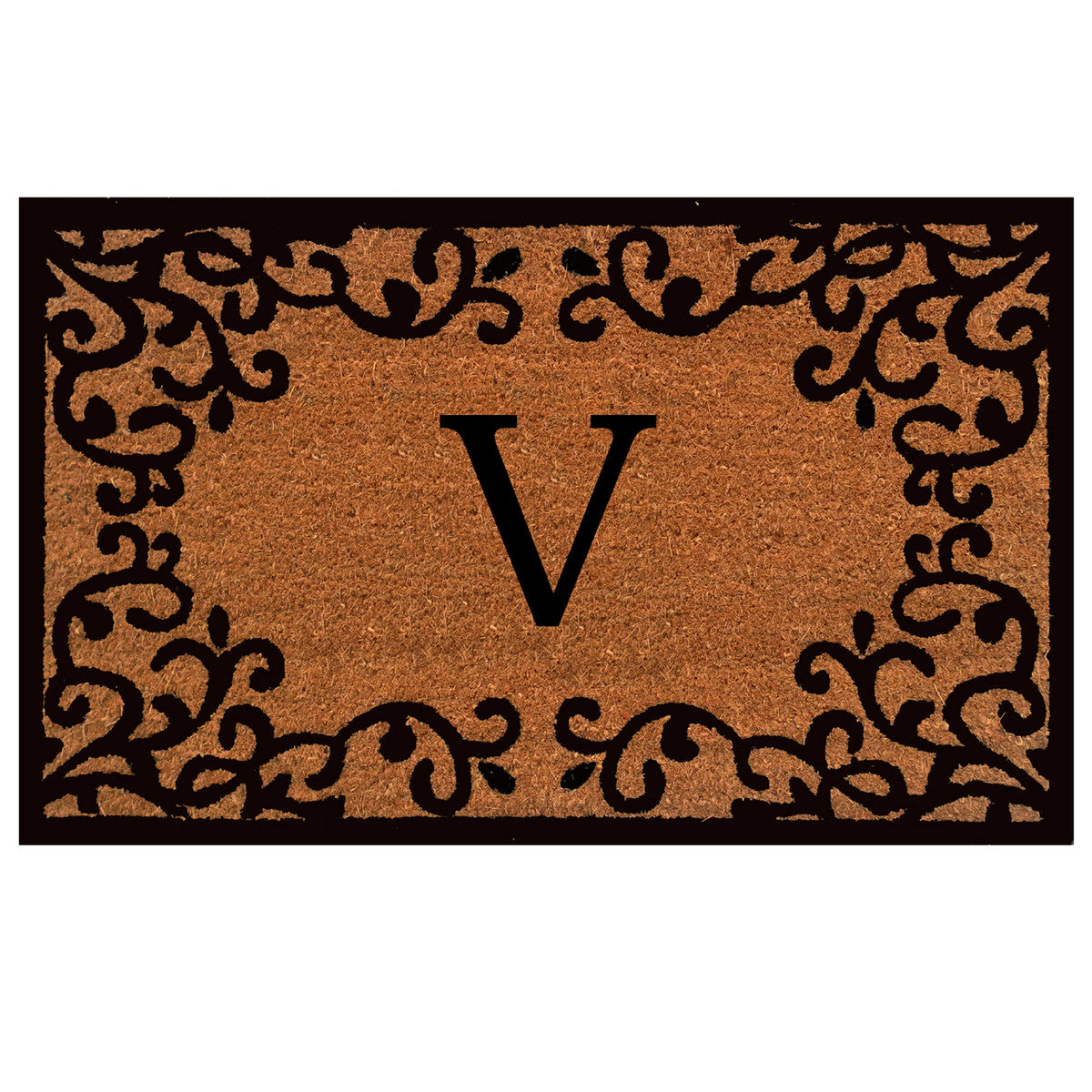 Laurel Monogram Printed Natural Coir Doormat