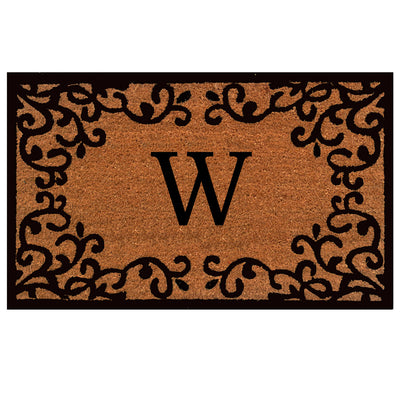 Laurel Monogram Printed Natural Coir Doormat