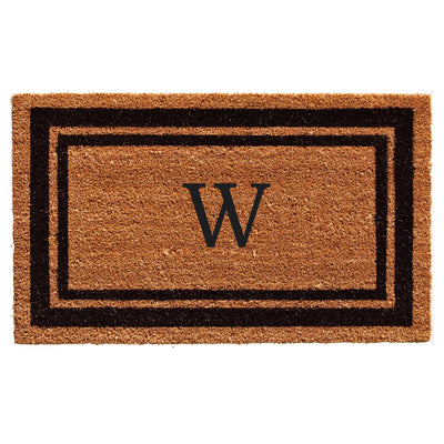 Black Border Coir Monogram Doormat