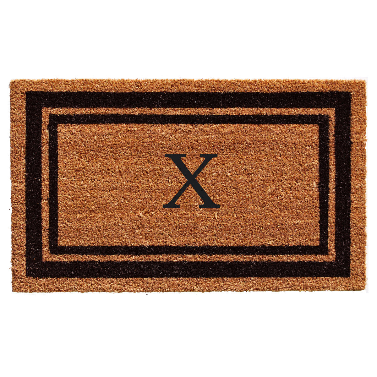 Black Border Coir Monogram Doormat