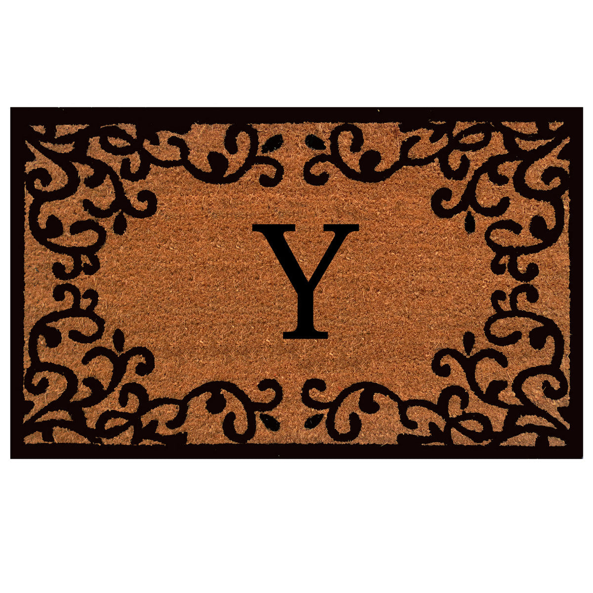 Laurel Monogram Printed Natural Coir Doormat