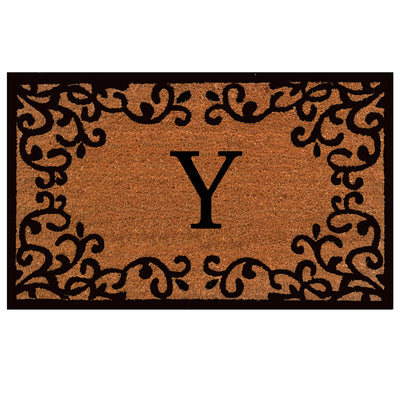 Laurel Monogram Printed Natural Coir Doormat