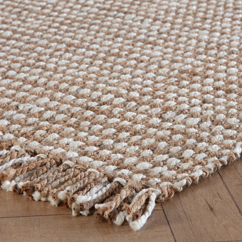 White and Bage Handmade Jute Alistor Rug