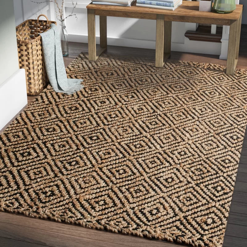 Handcrafted Arizona Diamond Jute Rug, Natural Jute Rugs