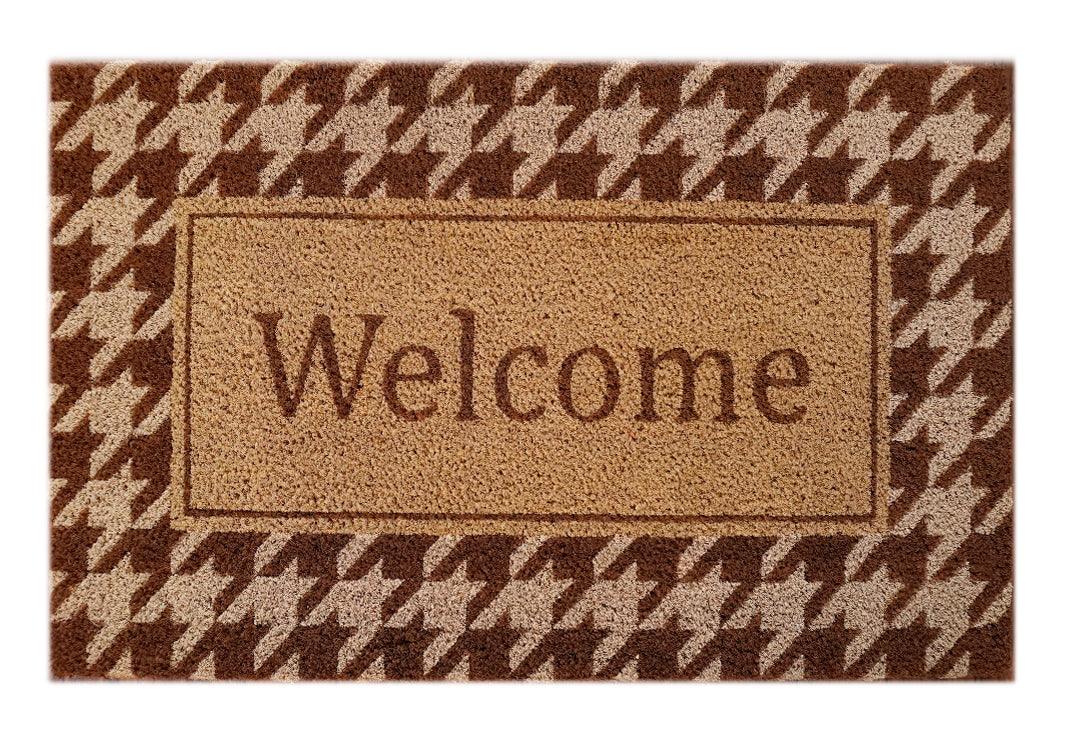 Welcome Houndstooth Doormat Doormats Brush, Coco, Coir, Doormats, Premium - DC Home 