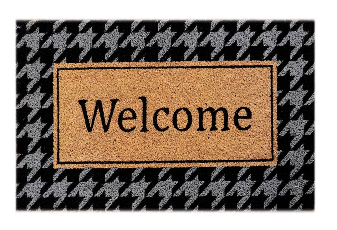 Welcome Houndstooth Doormat Doormats Brush, Coco, Coir, Doormats, Premium - DC Home 