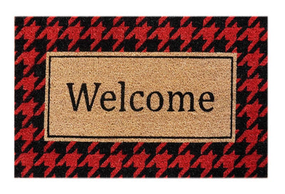 Welcome Houndstooth Doormat Doormats Brush, Coco, Coir, Doormats, Premium - DC Home 