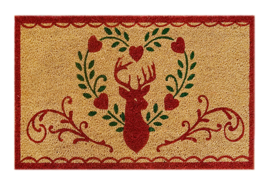 Reindeer Heart Coir Doormat