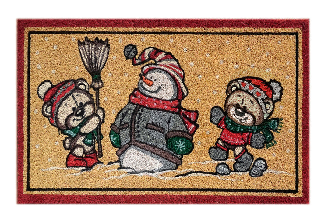 Teddy Snowman Coir Doormat