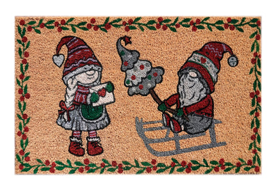 Gnome & Sleigh Printed Natural Coir Doormat