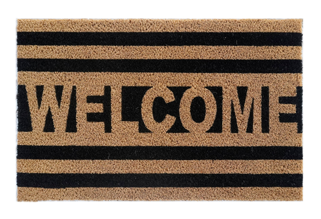 Welcome Stripe Coir Doormat