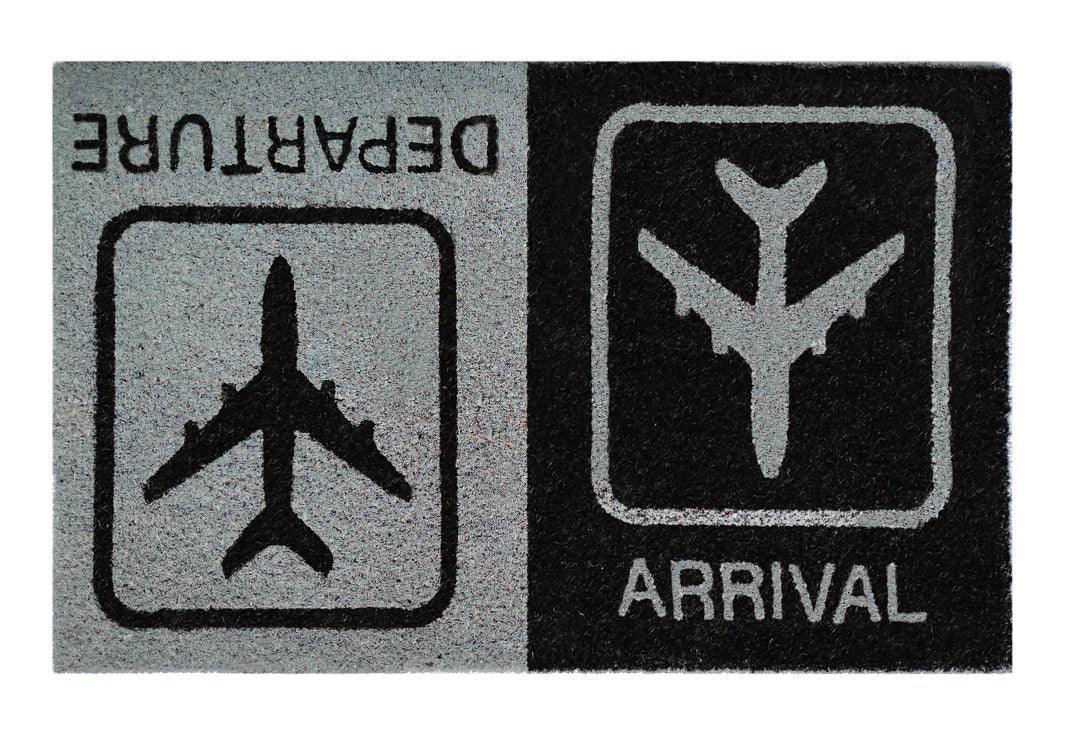 Arrival & Departure Coir Doormat,Grey And Black Coir Door Mat