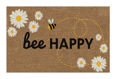 Bee Happy Printed Coir Doormat