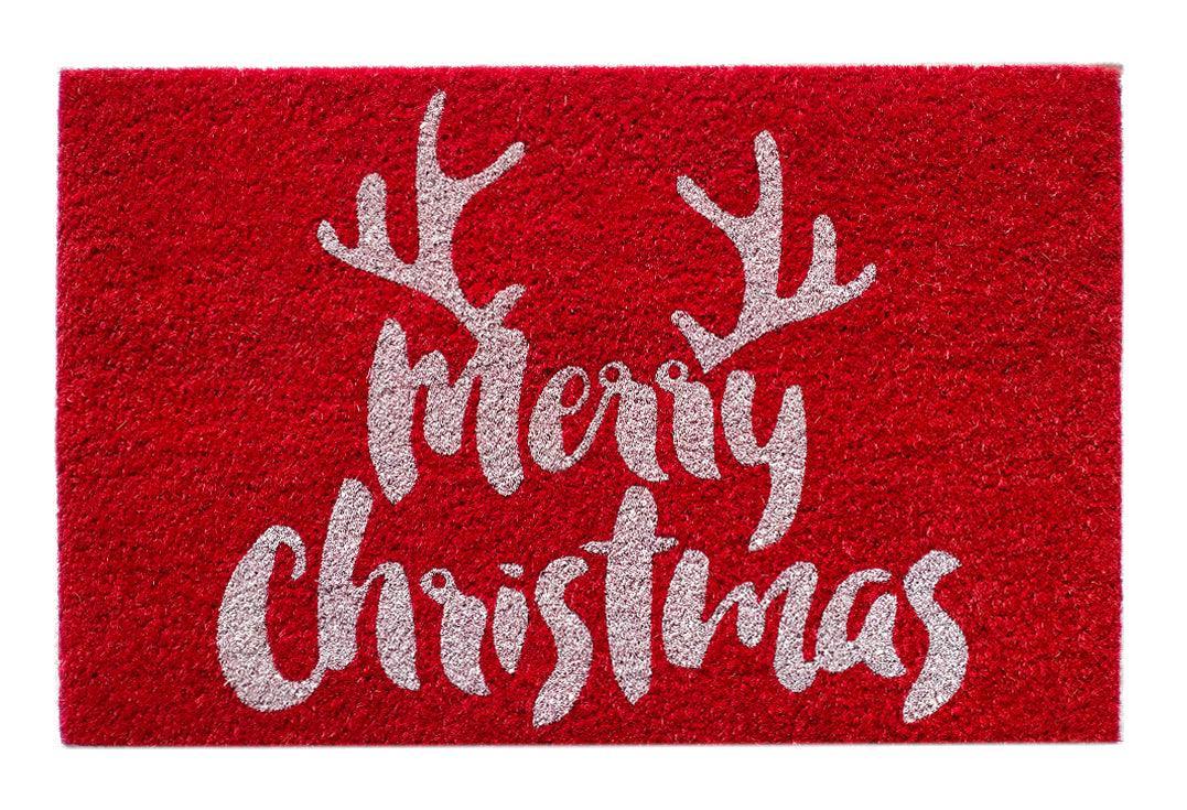 Christmas Antlers Printed Natural Coir Doormat