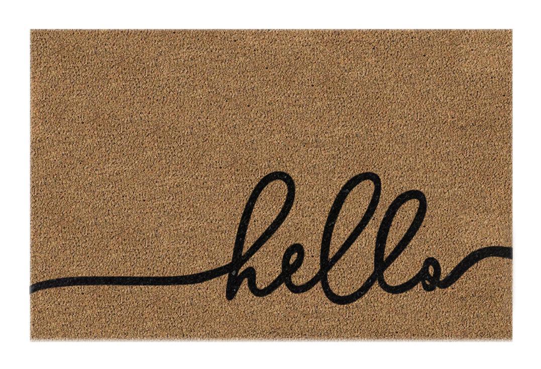 Cursive Hello Printed Natural Coir Doormat