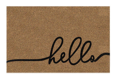 Cursive Hello Printed Natural Coir Doormat