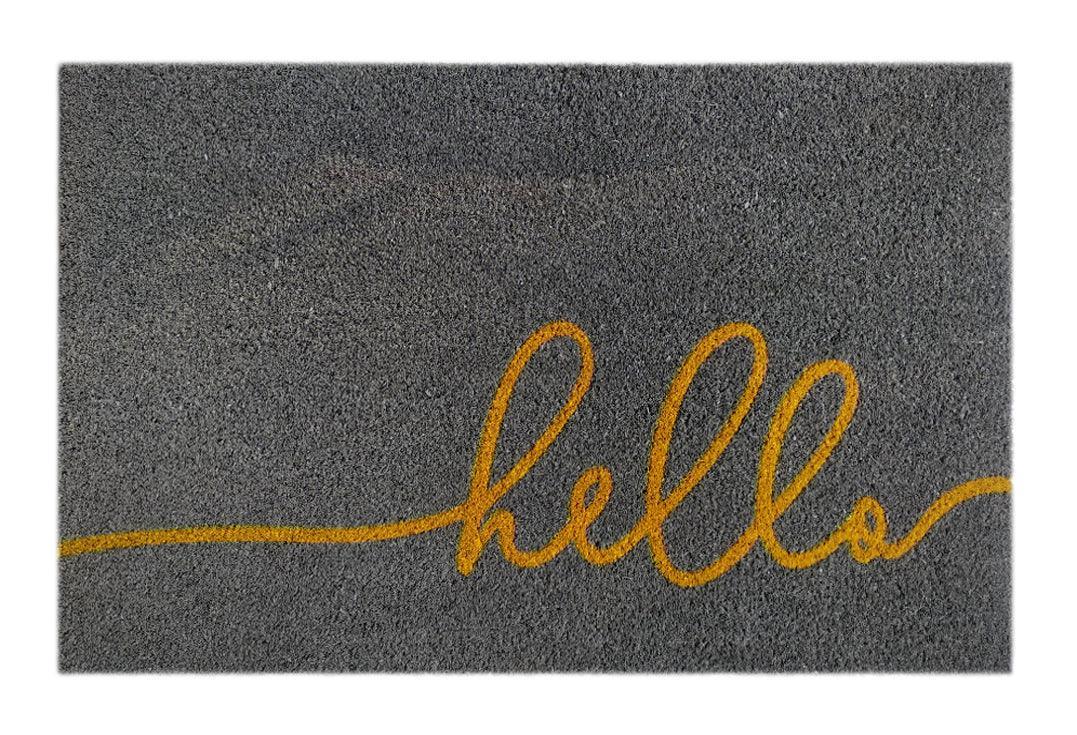 Cursive Hello Printed Natural Coir Doormat