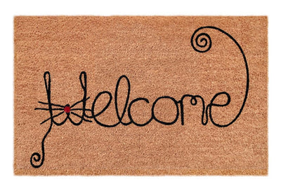 Feline Welcome Printed Natural Coir Doormat