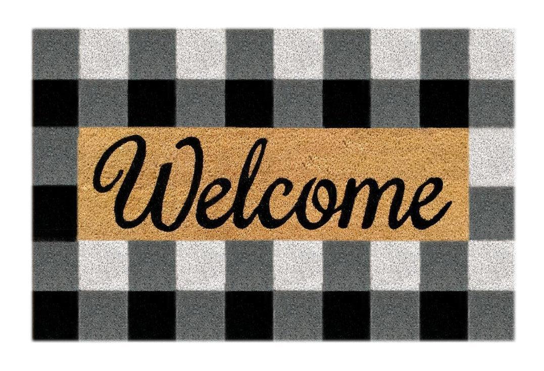 Flannel Welcome Printed Natural Coir Doormat