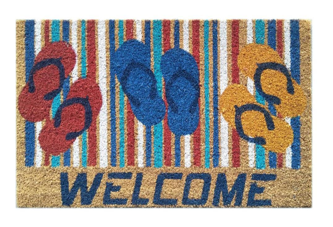 Flipflop Welcome Printed Natural Coir Doormat