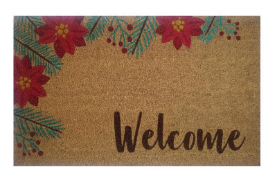 Floral Welcome Printed Natural Coir Doormat