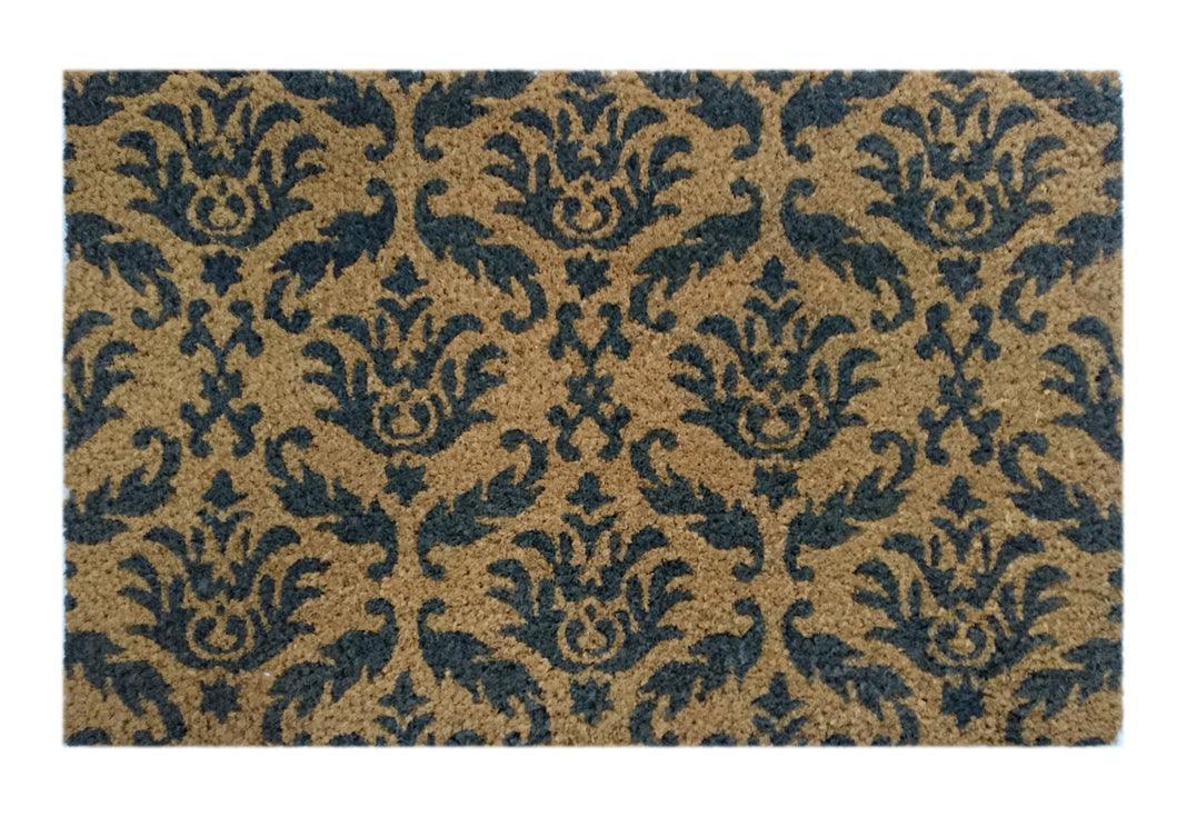 Floral Zari Printed Natural Coir Doormat