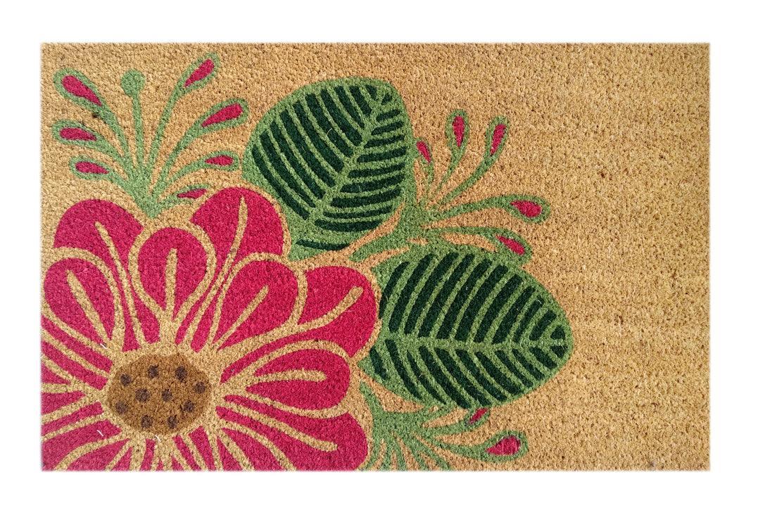 Flower Bomb Printed Natural Coir Doormat