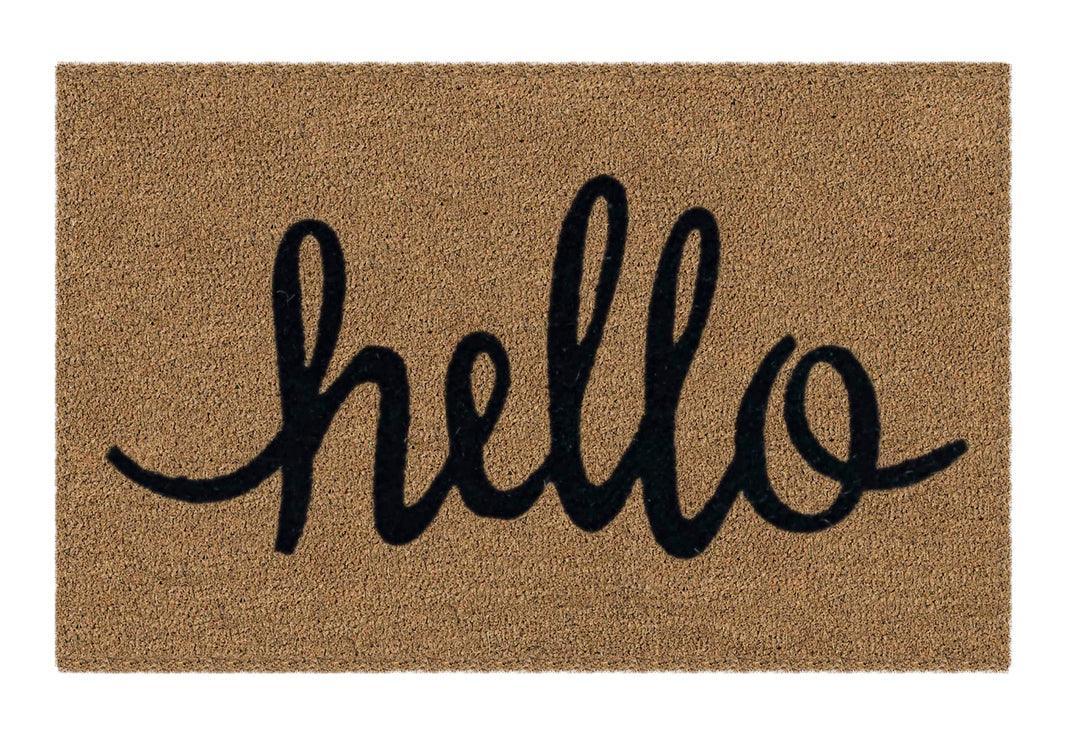 Hello Printed Natural Coir Doormat