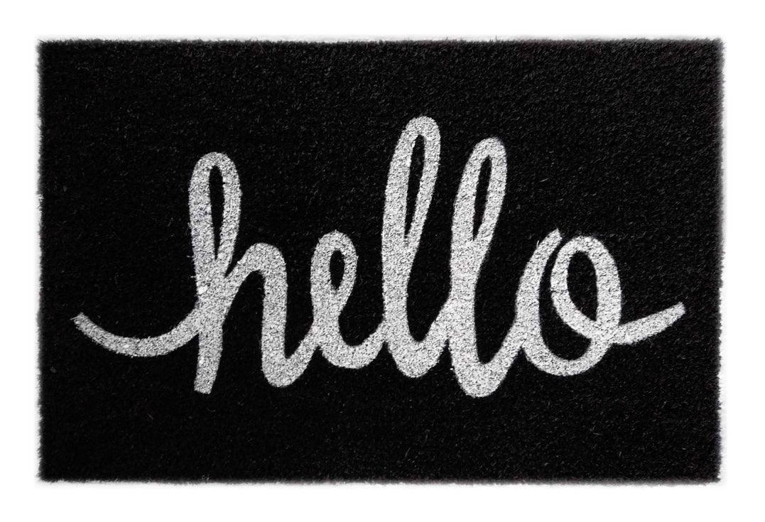 Hello Printed Natural Coir Doormat