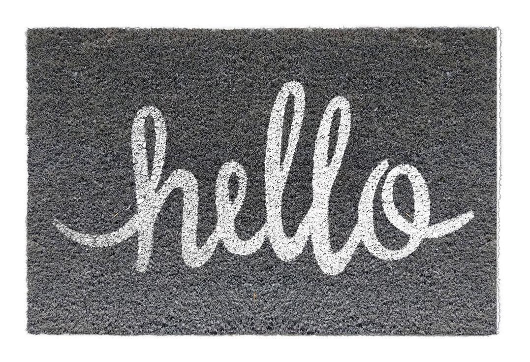 Hello Printed Natural Coir Doormat