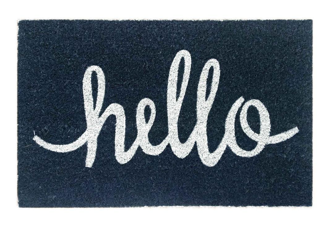 Hello Printed Natural Coir Doormat