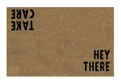 Hey There Script Printed Natural Coir Doormat