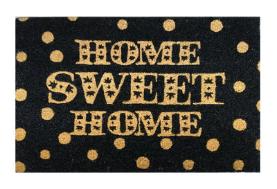 Home Sweet Home Polka Printed Coir Doormat, Coir Doormats 