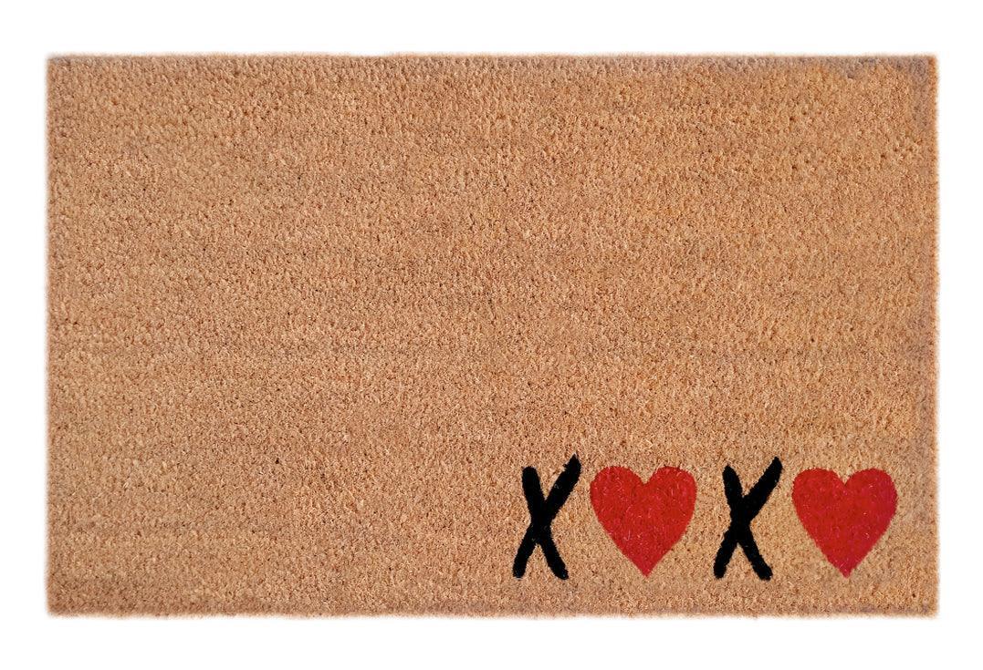 Hugs & Kisses Printed Natural Coir Doormat